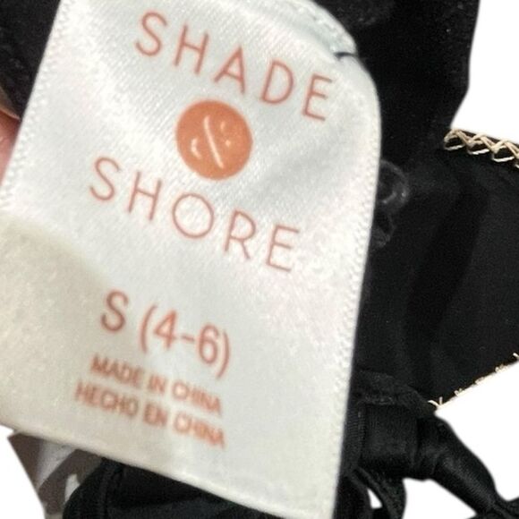 Shade & Shore Black Extra High Leg Bead Detail One Piece Swimsuit, Size S, NWT - Picture 7 of 8